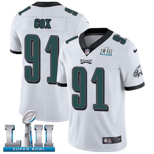 Men Philadelphia Eagles #91 Cox White Limited 2018 Super Bowl NFL Jerseys